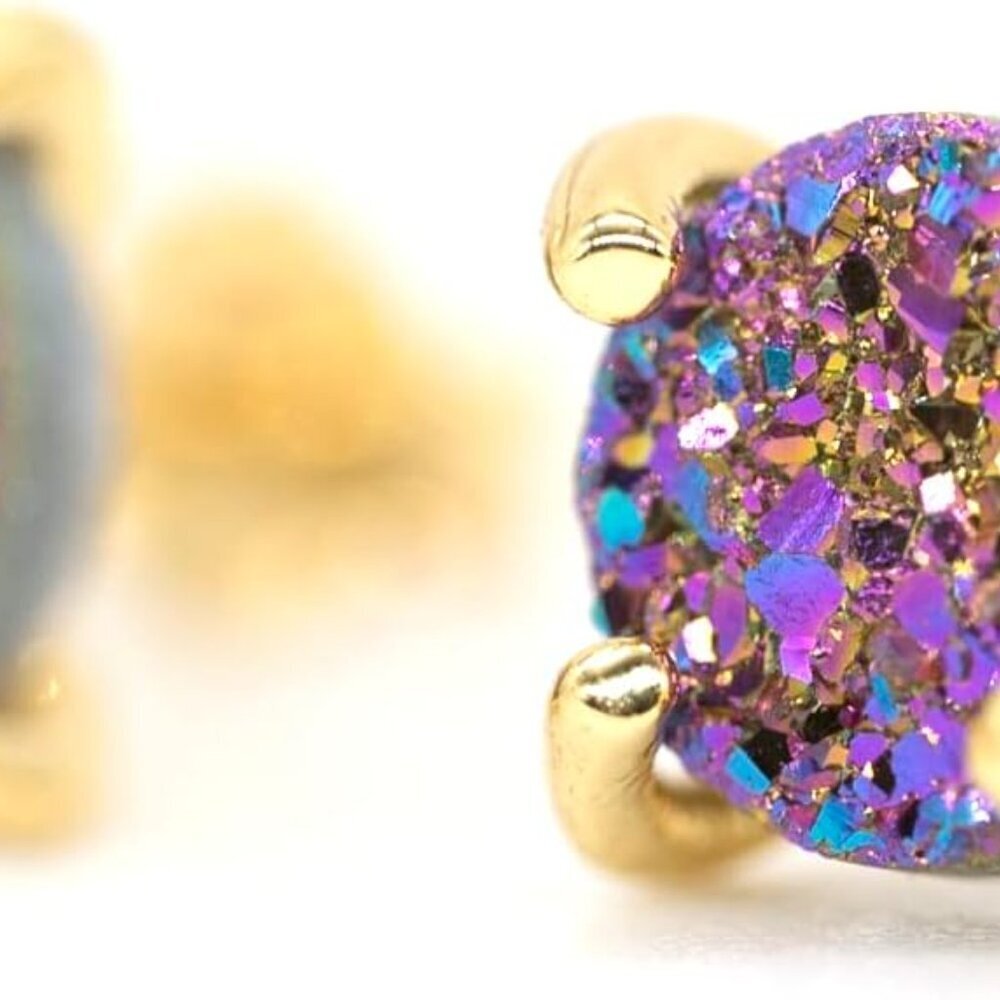 18K Gold Plated Stud Earrings For Women, Handmade 925 Sterling Silver Stud Earri